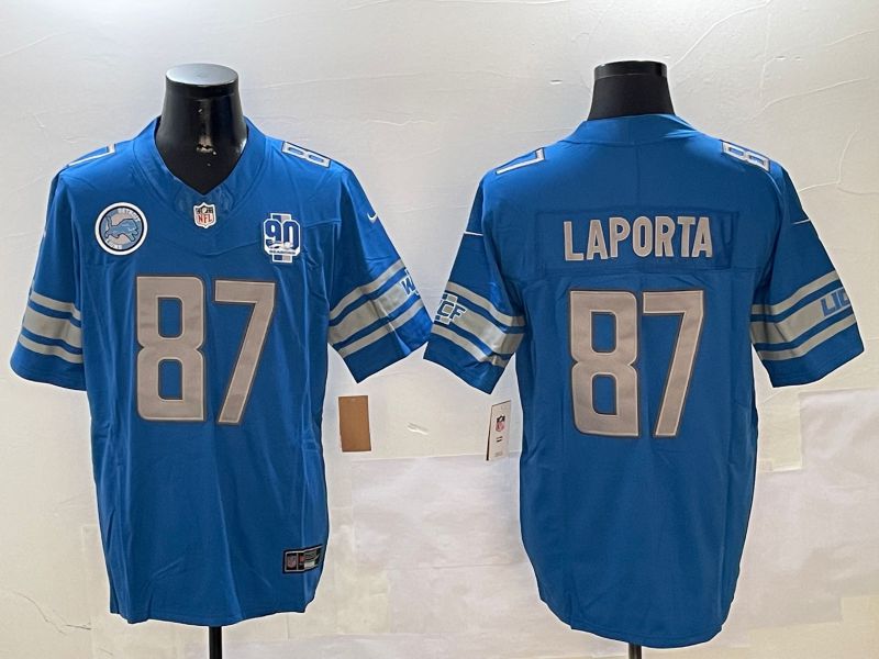 Men Detroit Lions 87 Laporta Blue three generations 2024 Nike Limited NFL Jersey style 01023